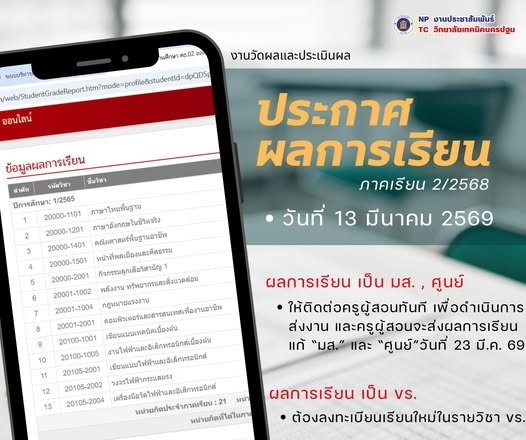 ประกาศผลการเรียน